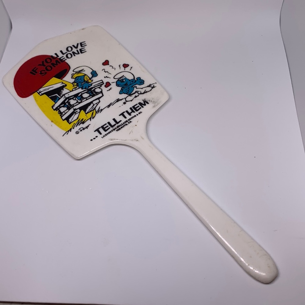 80’s Smurf Toy Hand Mirror If You Live Someone Tell Them